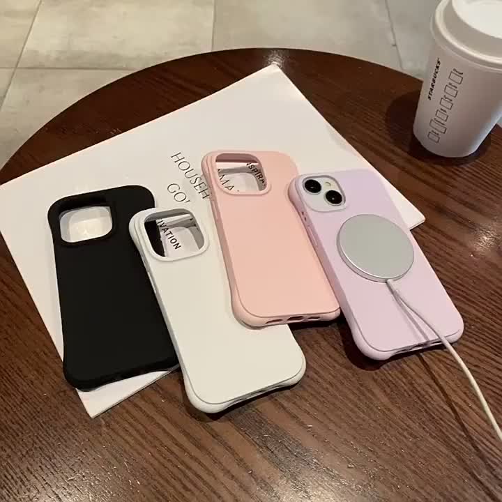 Pengisi Daya Magnetis Casing HP Untuk iPhone 11 Pro 13 15 Pro Max 12 14 Pro Max 15 Plus Soft Case Ponsel Silikon Warna Macaron