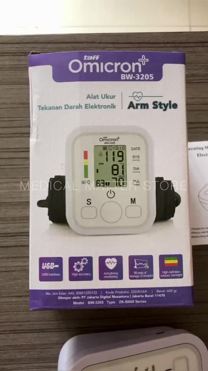 TaffOmicron Alat Ukur Tekanan Darah Tensi Darah Tensimeter Digital Blood Pressure Measurement Electronic Sphygmomanometer Monitor Pulse Heart Beat Rate meter
