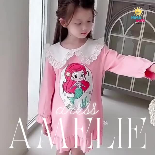 Himawari.kids [COD] Dress Anak Perempuan AMELIE Motif Princess Disney Lengan Panjang Premium Fashion