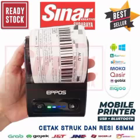 MINI PRINTER BLUETOOTH 58MM EP5813 - 5812 CETAK STRUK KASIR DAN LABEL RESI STICKER THERMAL HITAM Paper