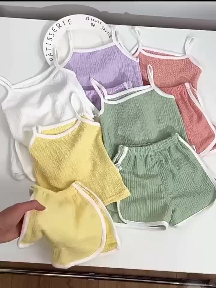 MINUO GIRLY SET Baju Setelan Lengan Buntung Anak Perempuan Impor
