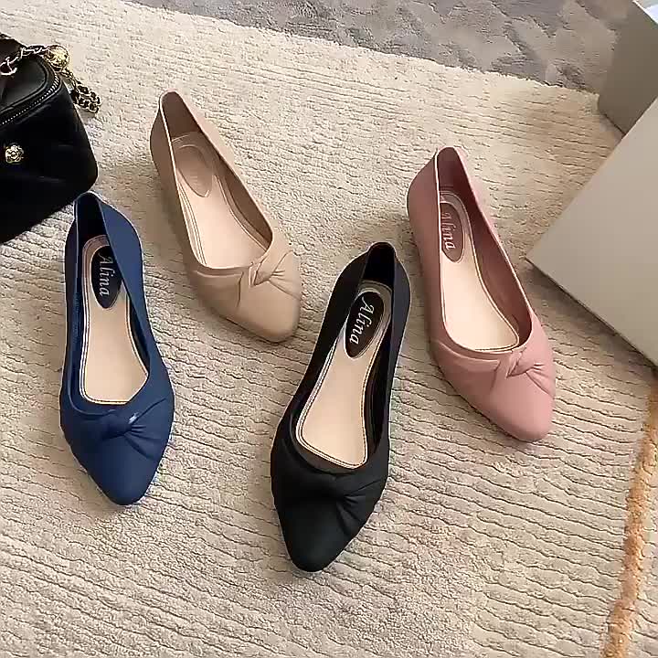 Sandal Hak Wanita Jelly Motif Pita Simpul Kekinian Sepatu Cewek Kantoran Flatshoes Casual Korea Fashion Style Slip On SPT-62 CYS Shoes