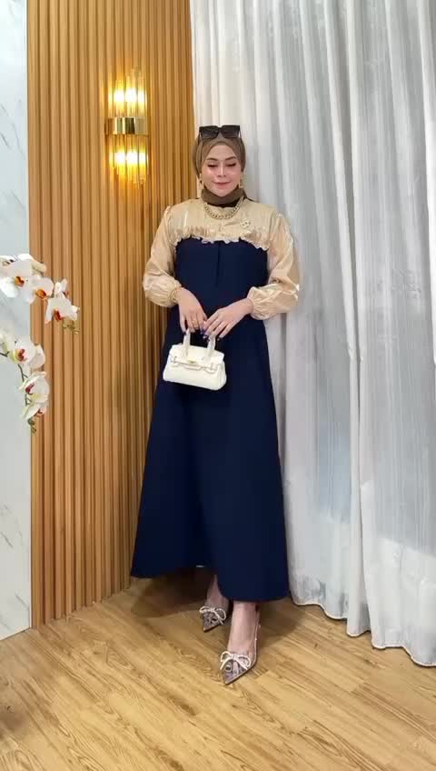 GAMIS SYIRA KOMBINASI SHIMER DAN CRINKLE AIRFLOW Polos Muslim Panjang Formal Dress Silk Wanita Mewah Nyaman Zipper