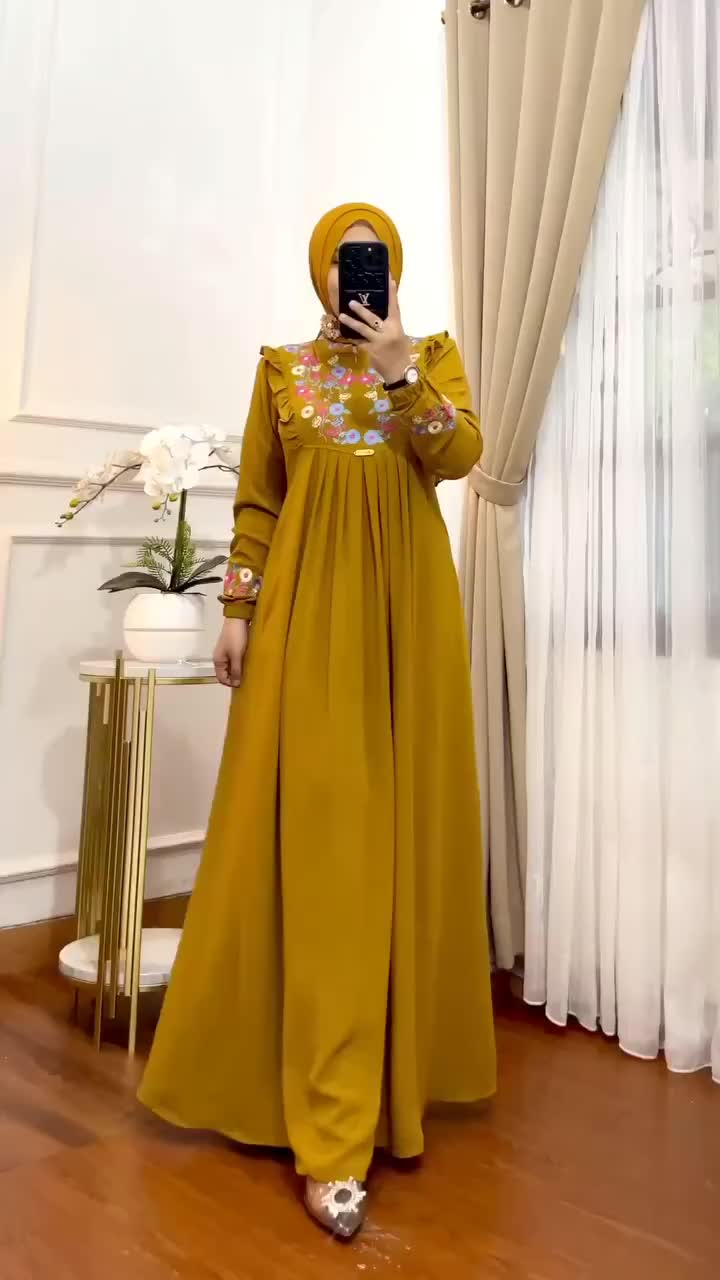 GAMIS BORDIR MEWAH TERBARU GAMIS ARAB GAMIS CRINGKLE AIRFLOW PREMIUM GAMIS AZIZAH BUNGA