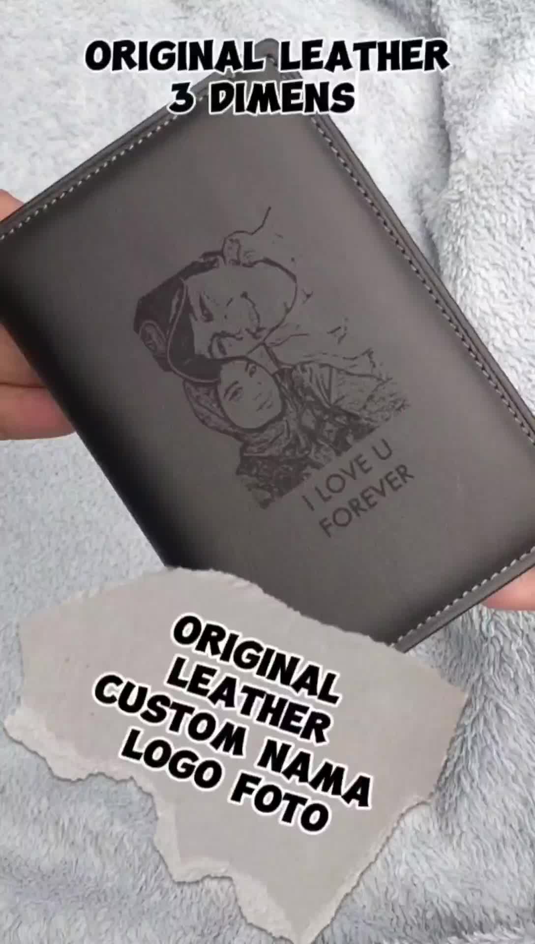 CUSTOM NAMA Dompet Kulit Pria Original 3/4 3 Dimensi Banyak Slot Kartunya