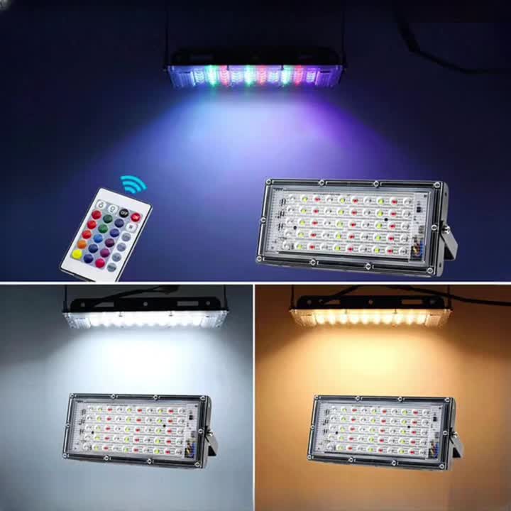 LAMPU SOROT 50W RGB /PUITH/WW MODEL TIPIS IP65 LAMPU TEMBAK TIPIS