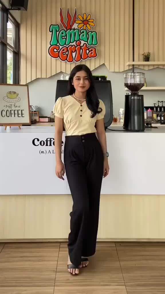 Diobee - Jennie Pants Knitt Premium Celana Panjang Kantor High Kancing Loose Standar Wanita Remaja Variasi Kulot Lembut Basic Formal Karet Tebal