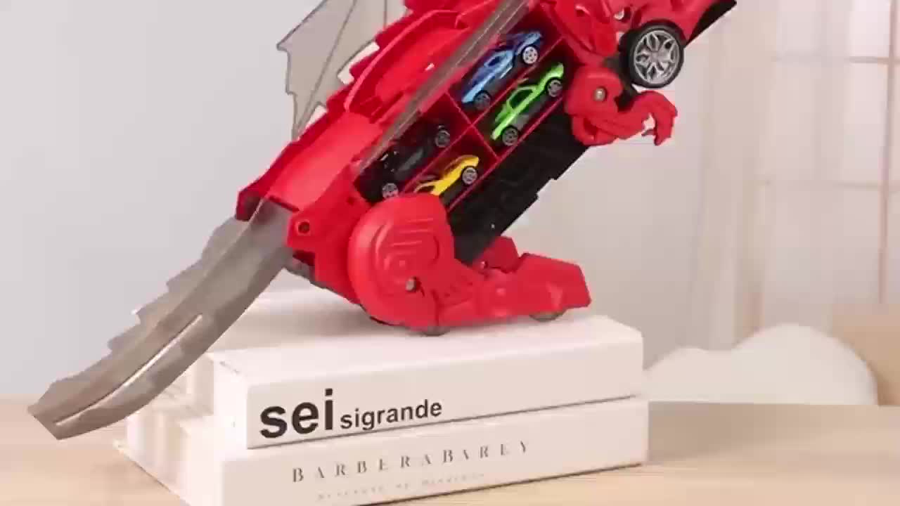Mainan anak Mobil Truk Dinosaurus Kontainer Slide Storage Car truck dino swallowing car Kado Mobilan