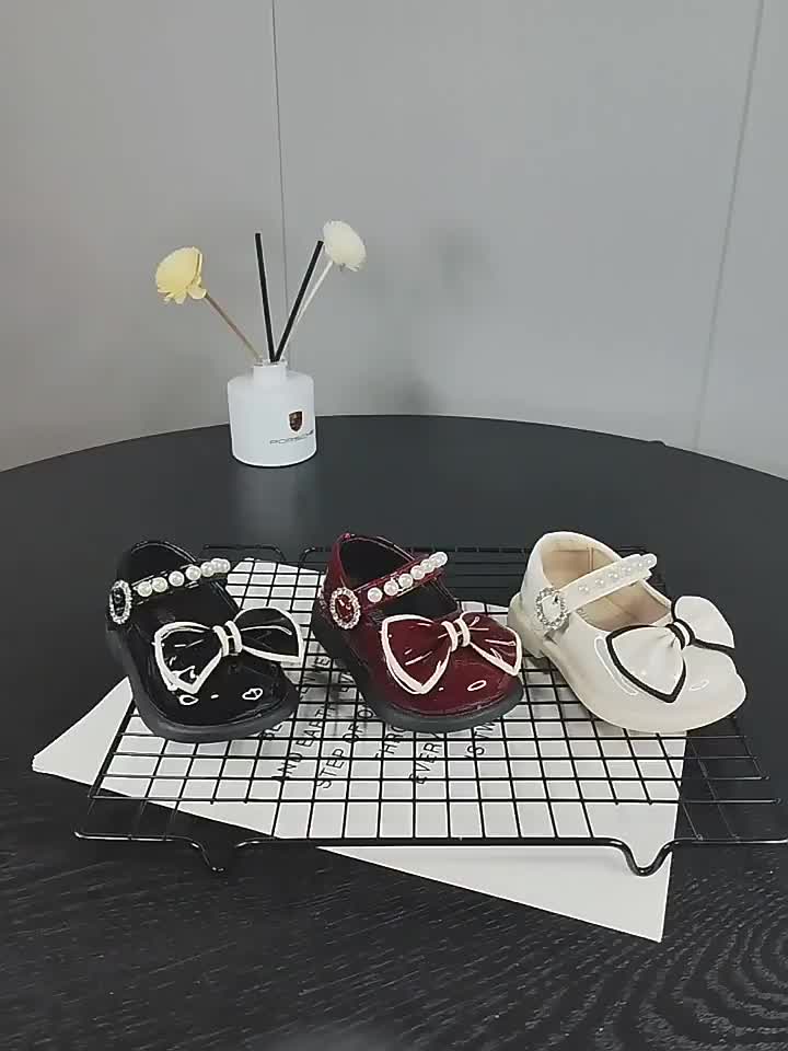 Sepatu anak perempuan docmart usia 1thn sampai 10 thn pita mutiara flats shoes Prewalker Empuk Hitam
