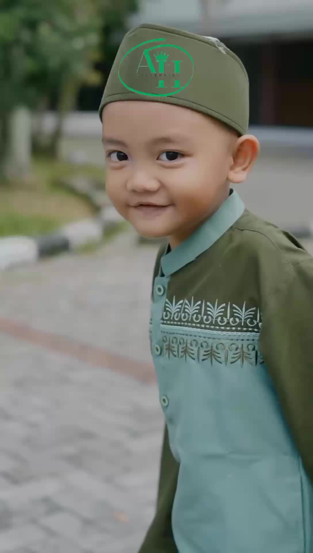 Sholeh_kids Setelan Baju Koko Anak Laki Laki Motif Bordir Terbaru Lengan Panjang (Free Peci)