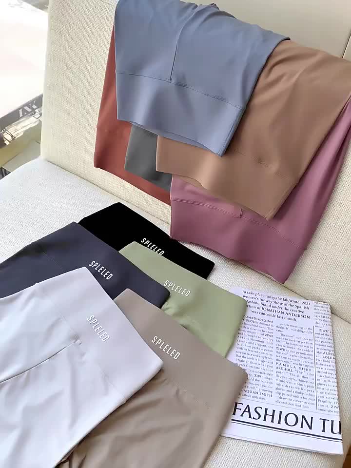 【Amanoheart】Celana jogging hitam plus size Tambah ukuran Yoga pants Legging Celana Olahraga Wanita High Waist Polos Gym Fitness Running Sport Warna Legging Outdoor (abu-abu teh susu biru kabut biru kabut semen putih)