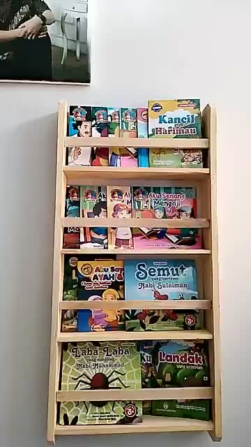 Rak buku kayu 4 susun ukuran lebar 39cm