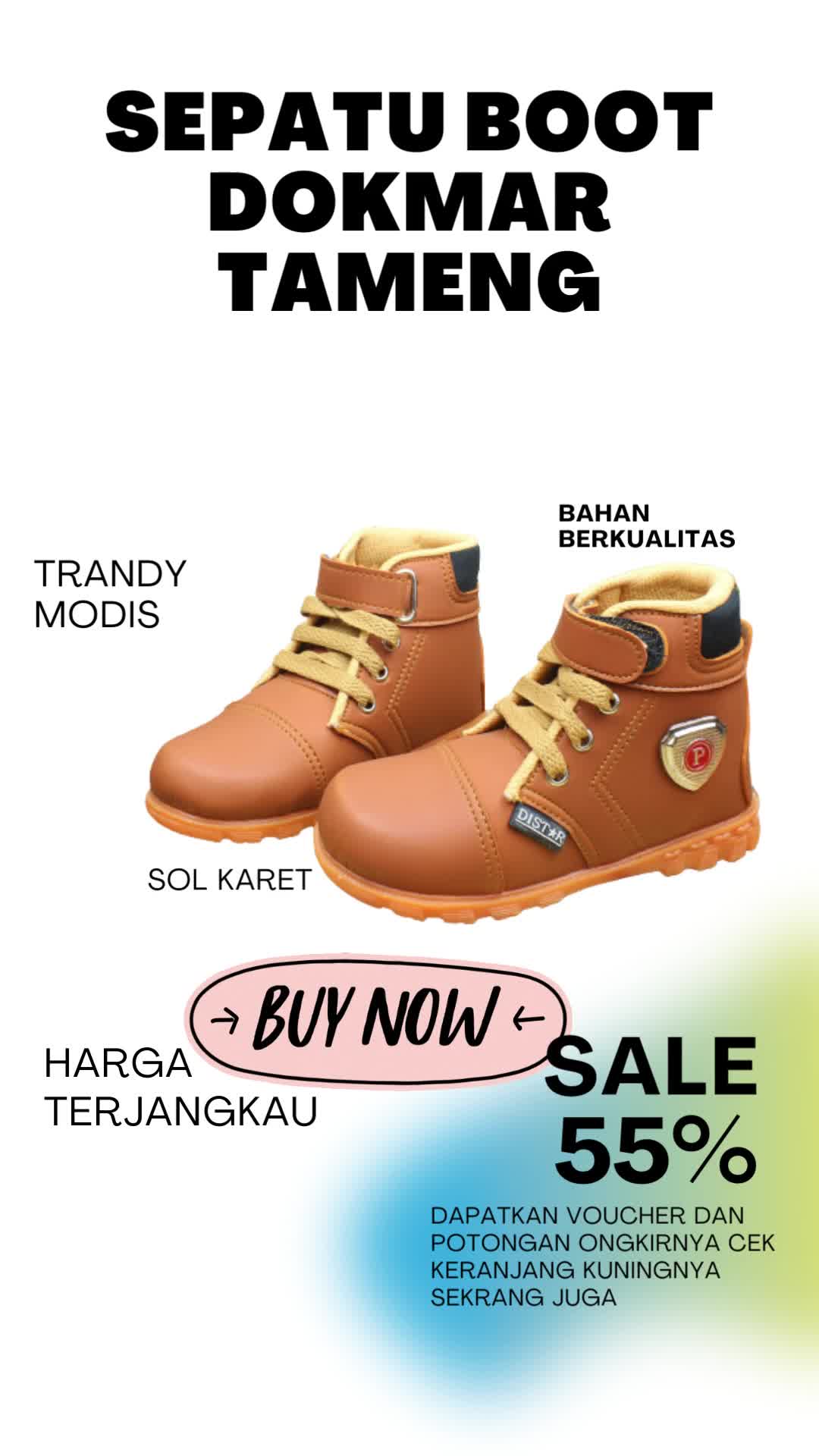 Sepatu Boot Anak Fashion Pergelangan kaki Round Toe