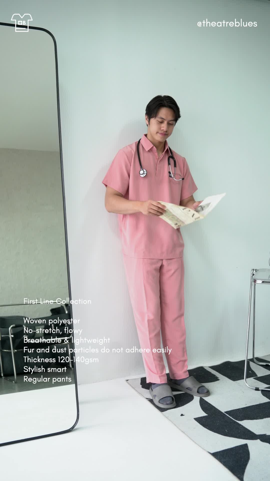 MANDARIN - FIRST LINE Scrubs LS Lengan Panjang Baju Jaga Theatre Blues