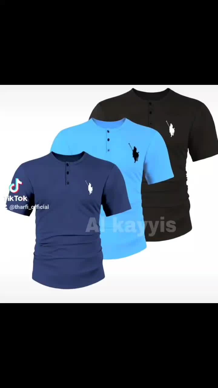 PAKET 3PCS KAOS HENLAY LENGAN PENDEK PRIA DAN WANITA /BAJU KANCING DEPAN POLOS Santai regular fit warna lain