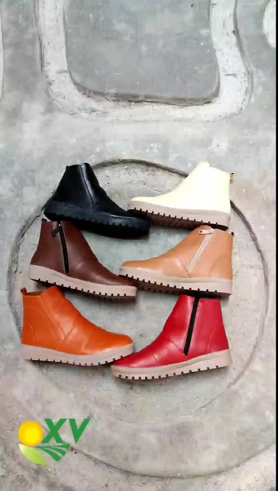 XAVIERE NINDY FLATBOOT KULIT SAPI ASLI Tanpa Hak sepatu boot