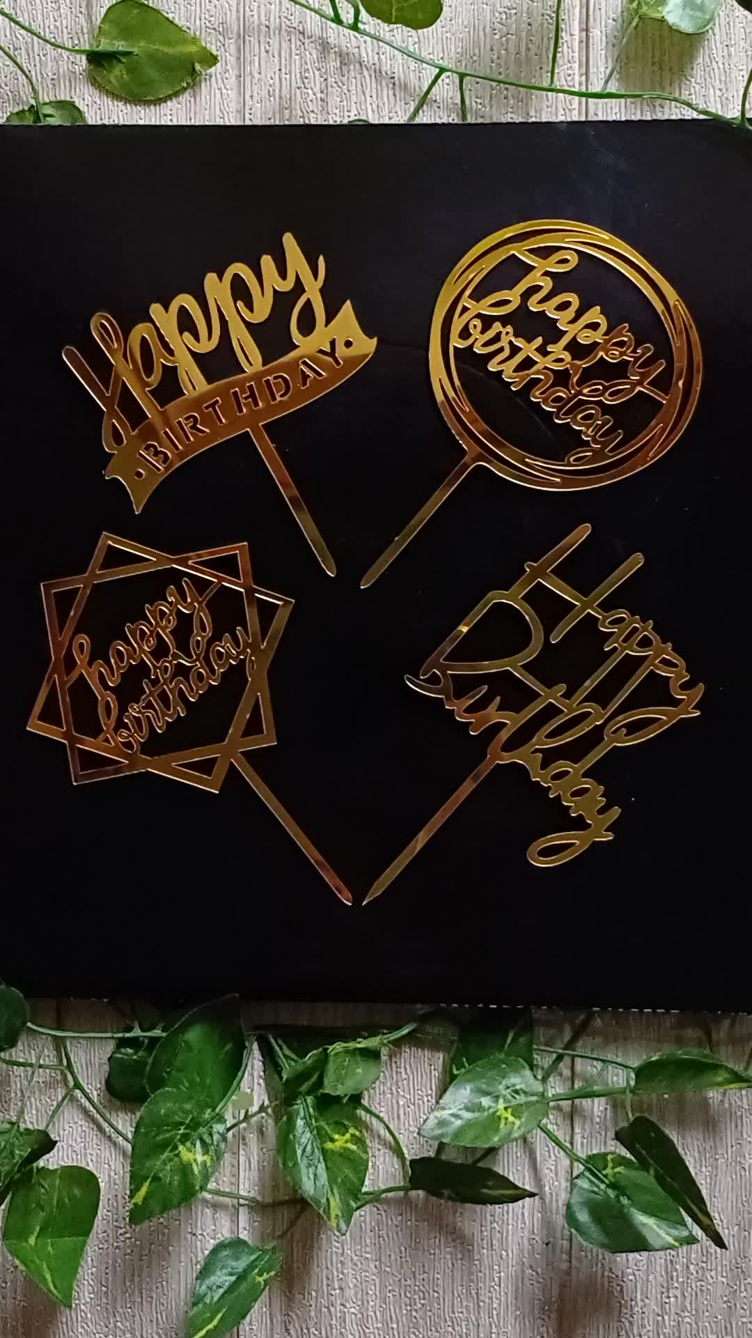 (10) Toper HBD Akrilik untuk Hiasan Kue Ulang Tahun (Acrylic Happy Birthday Cake Topper)