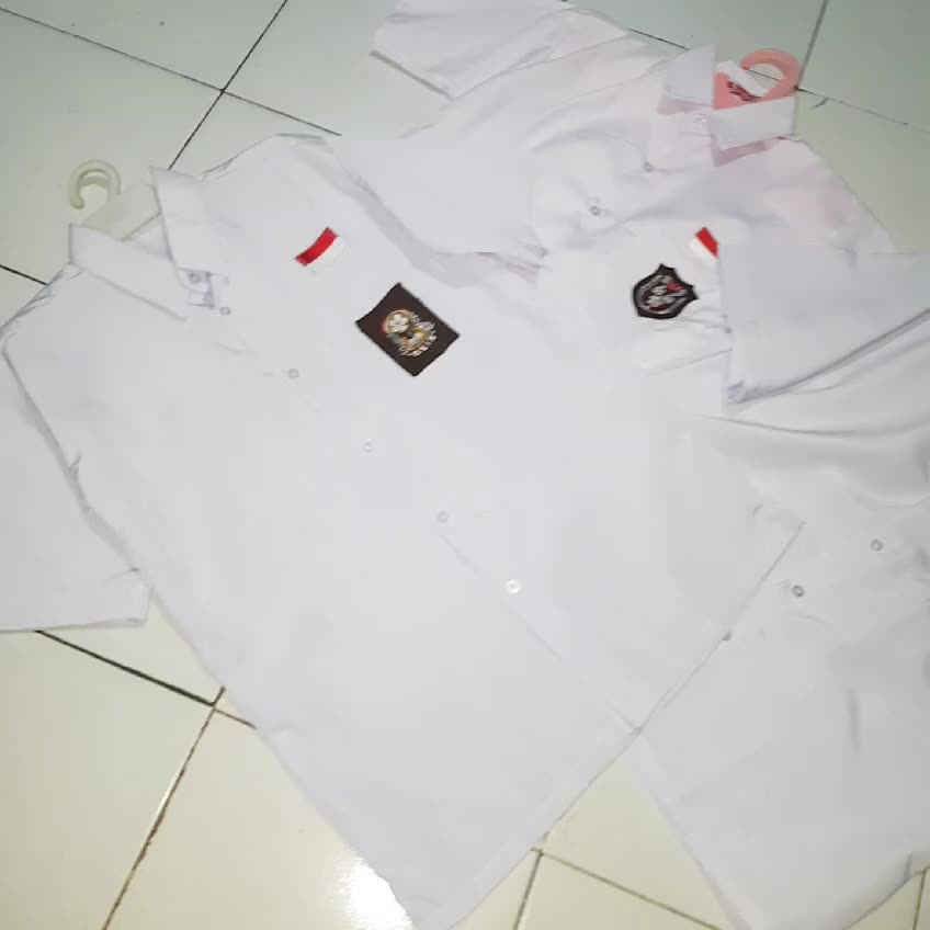 BAJU SEKOLAH SD PANJANG DAN PENDEK  PUTIH  ADA BET UNISEX Seragam Kancing