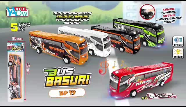 Mainan Anak Mobil Bus BASURI TELOLET Ada Music Dan Lampu Kelap Kelip Sni