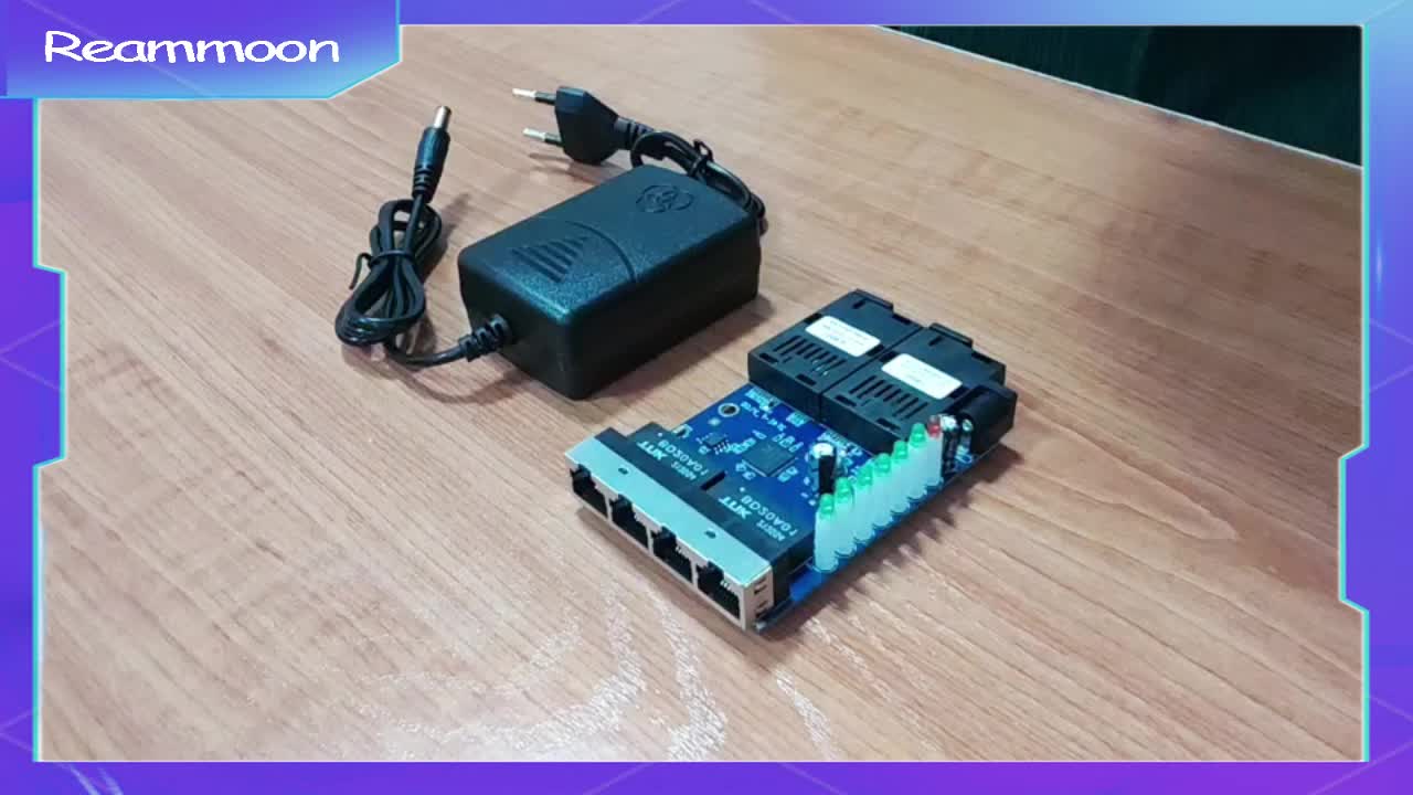 [POE] 2F4E Media Converter 2 Fo 4 Lan Htb 2Fo 4Lan PCBA Board100 Mpbs Ethernet Switch 2 Port FO 4 Port LAN 2F4E 10/100M Ethernet Switch 5V-12V Power Input Adaptor 5V2A