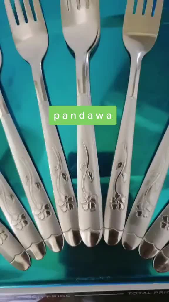 Set 12 PCS Garpu Makan Stainless Motif Bunga - Ukiran Mawar Elegan sendok  1