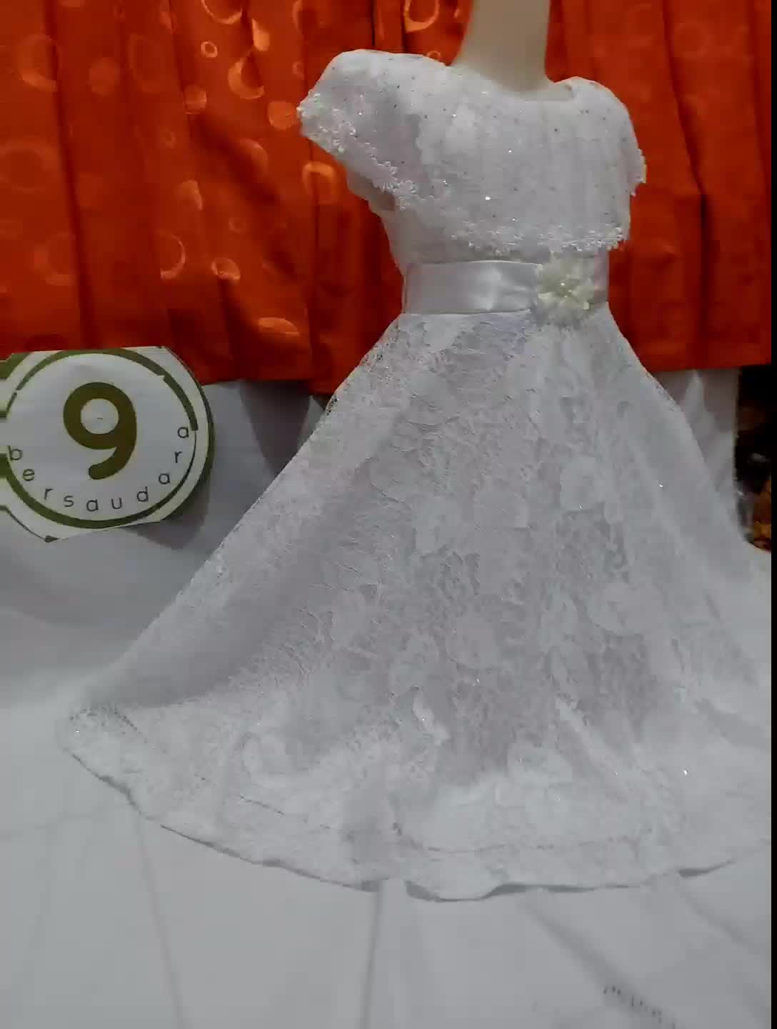PD GAUN PUTIH CORD KERAH MEWAH Brokat Pesta Formal Wanita