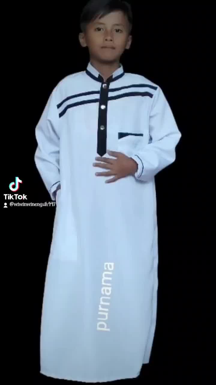 baju jubah Muslim  anak laki-laki usia 4-15 tahun terbaru jubah anak laki-laki terbaru Setrip Tangan Panjang
