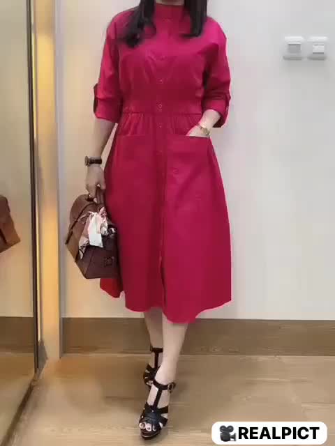 Dress Wanita Midi - Dress Korea - Dress Katun Stretch