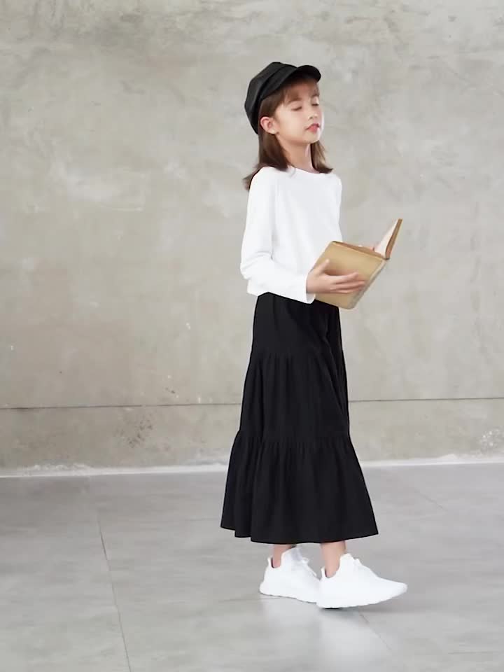 Rok Syakilla - Rok Bawahan 3 Susun Syari Hijab Putih Polos Sepan Span Lebar Anak Remaja Perempuan Usia 4 sampai 13 Tahun Maxi Skirt Korea Panjang