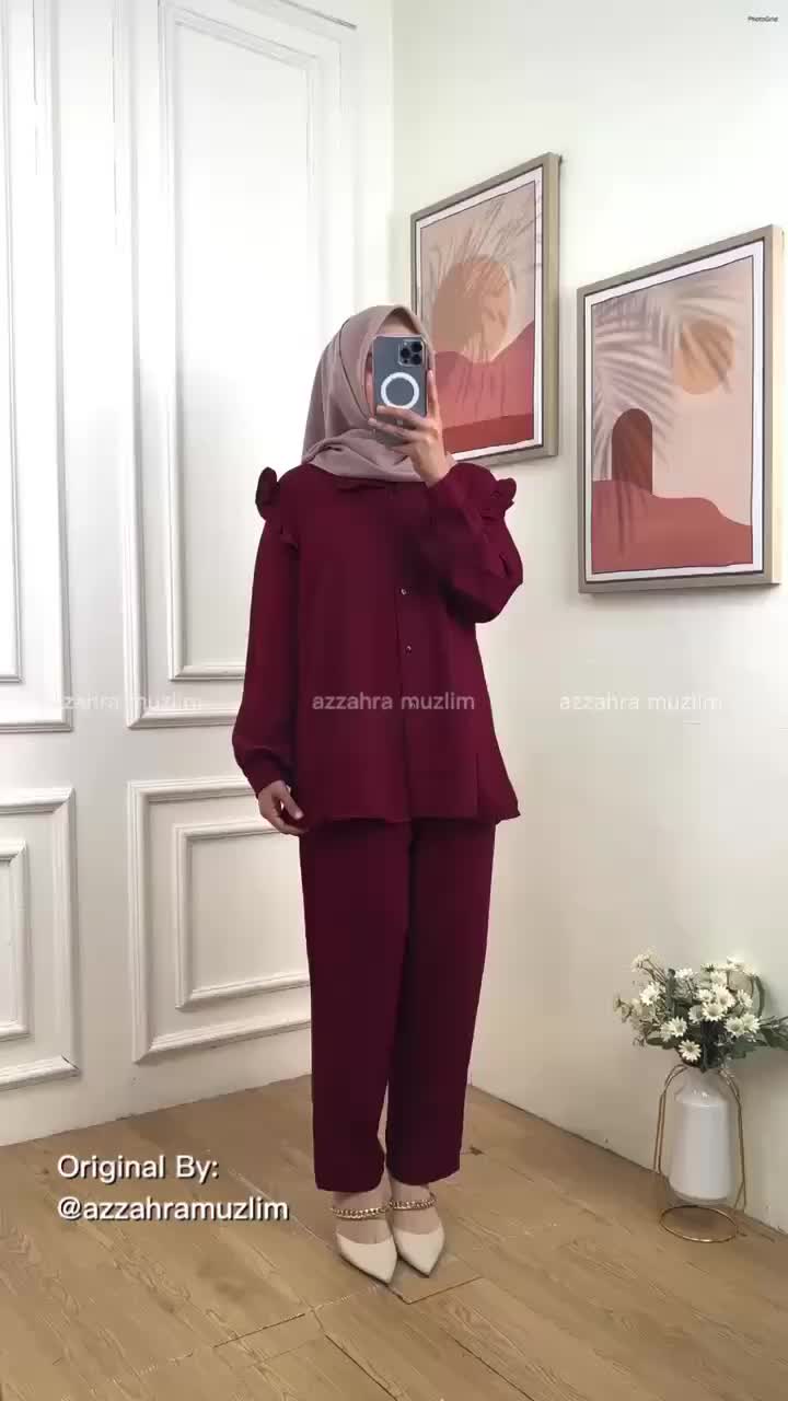 RATI - Setelan Busui Katun Crincle Celana Karet Pinggang Slimpi Set by MUMU Fashion Solo Muslim Wanita Crinkle Airflow Dewasa Panjang Baju Kulot