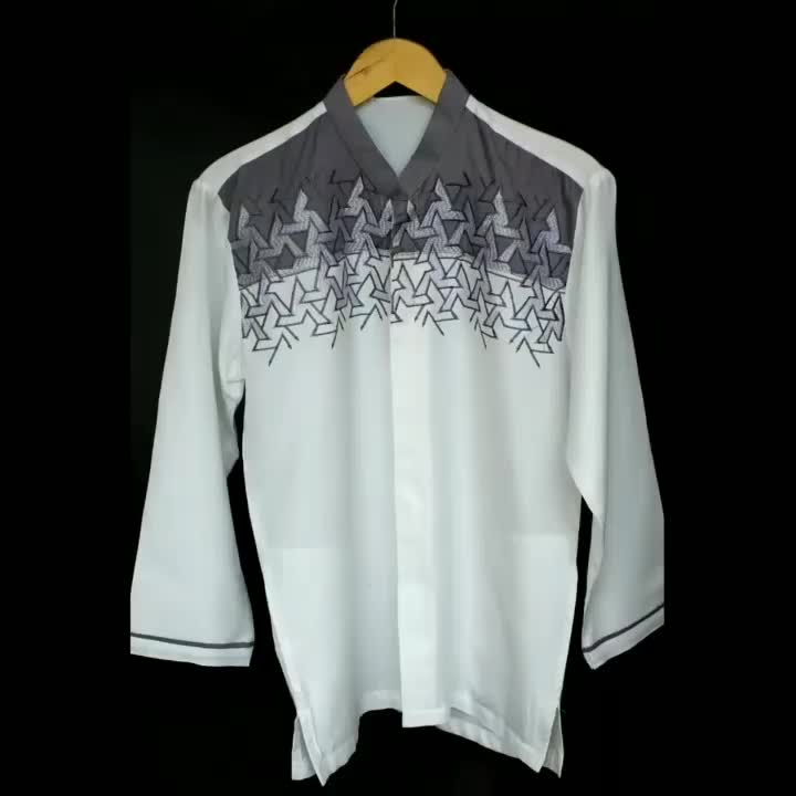 Zeintin Baju Koko Pria Dewasa Lengan Panjang Bahan Katun Microtex Busana Muslim Pria Fashionable Putih Kurta Bordir Formal Nyaman Santai Tangan kasual Wine Koko & Tops Tebal Baju Koko