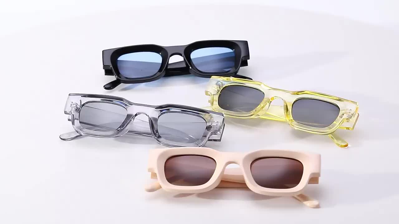 Kacamata Boldie Frame Tebal Skinny Hitam Persegi Panjang Uv400 Gaya Vintage Retro Untuk Wanita Dan Pria lensa eyewear sunglasses