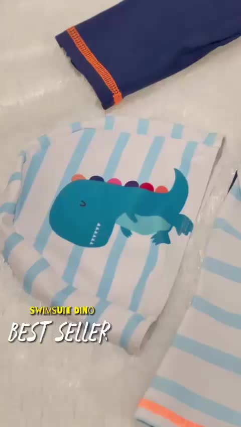 Baju Renang Anak Bayi Baby Laki / cowok Lengan panjang 3/4 Swimsuit Dino