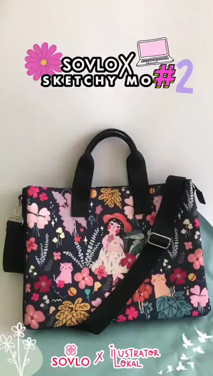 SOVLO Laptop Bag Sketchy Mo - Tas Laptop Kanvas Sekolah Kerja