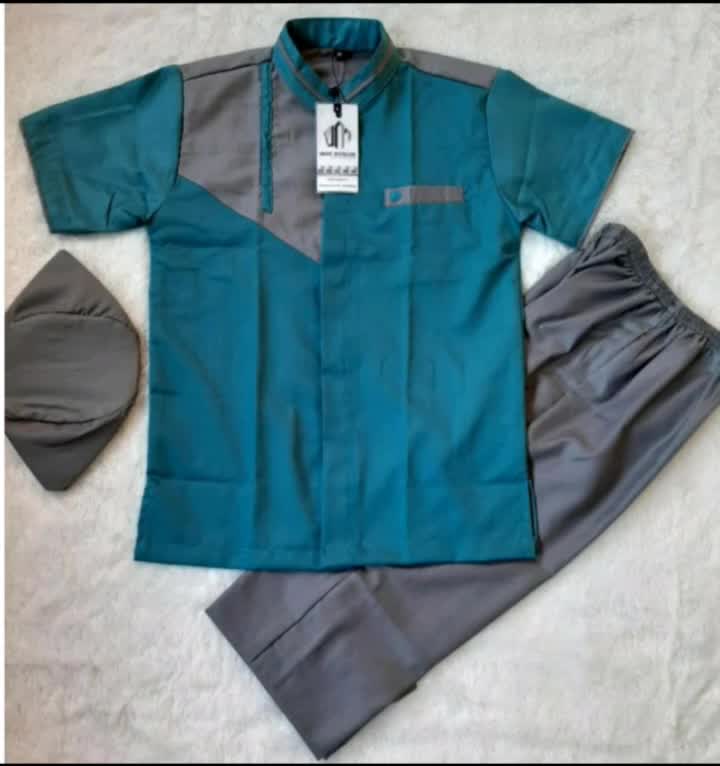 Setelan Baju Koko Anak Lengan Pendek Bahan Katun Toyobo 2-12 Tahun by: Ibnu Muslim Kurta Atasan Celana Turki Panjang
