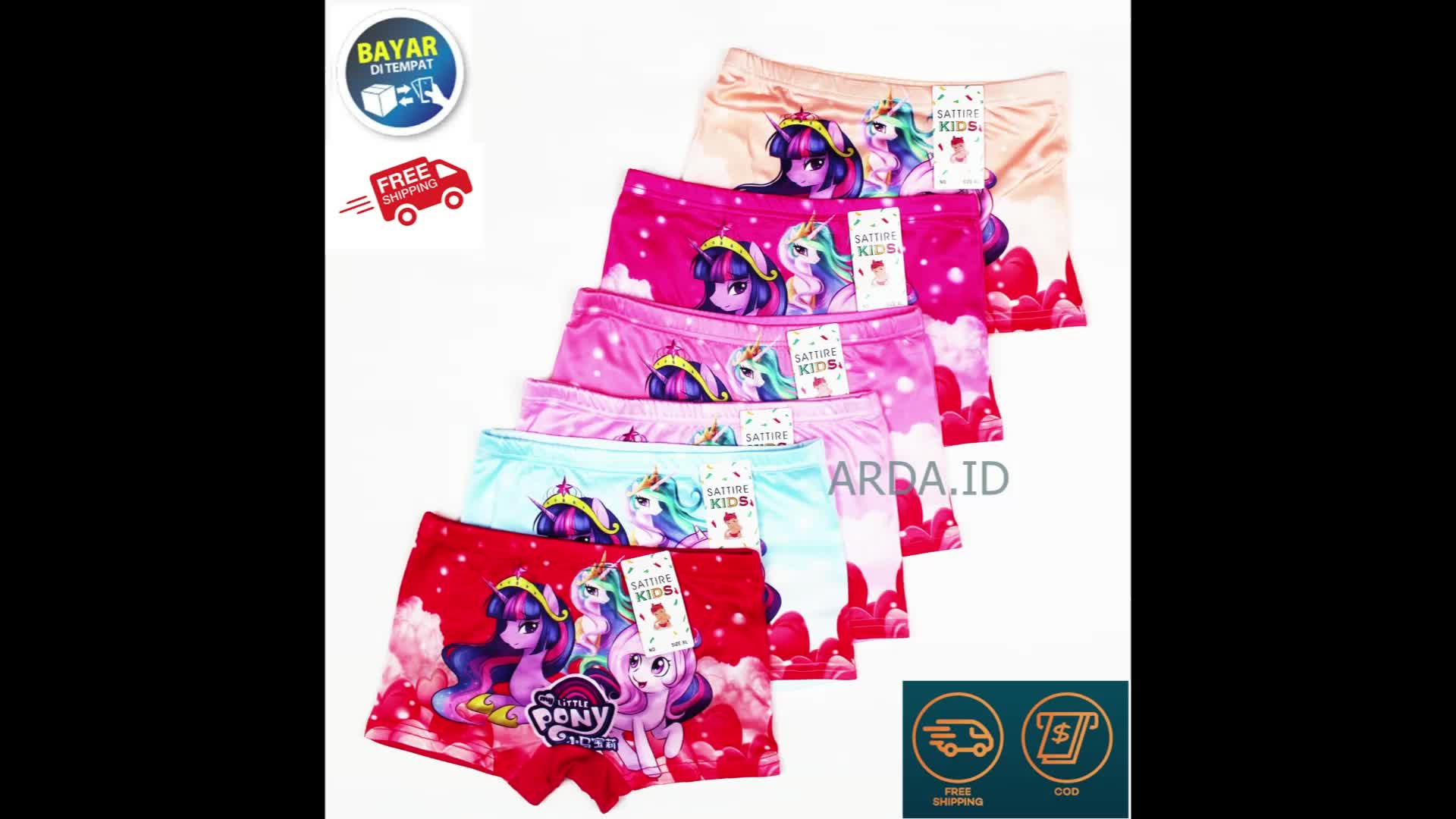 LUSINAN | Celana Dalam BOXER anak Perempuan SATTIRE KIDS Motif PONY / CD Dalaman BALITA / SHORT anak Cewek PREMIUM Fashion