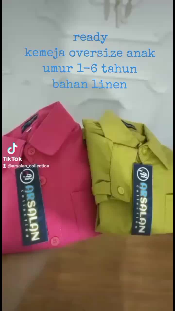 kemeja anak oversize lalaki-laki dan perempuan umur 1 - 9 tahun bahan linen Lembut Nyaman laki-laki Bayi