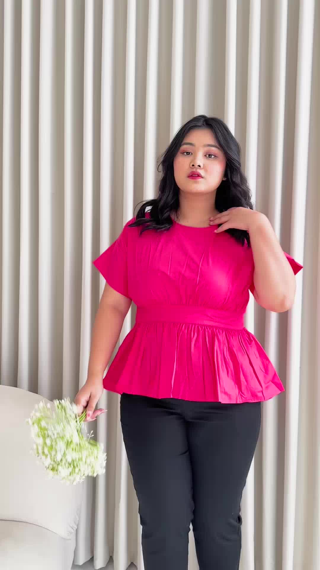 Ms Daisy Luna Top Baju Atasan Wanita Kasual Lengan Pendek dengan Karet Lembut