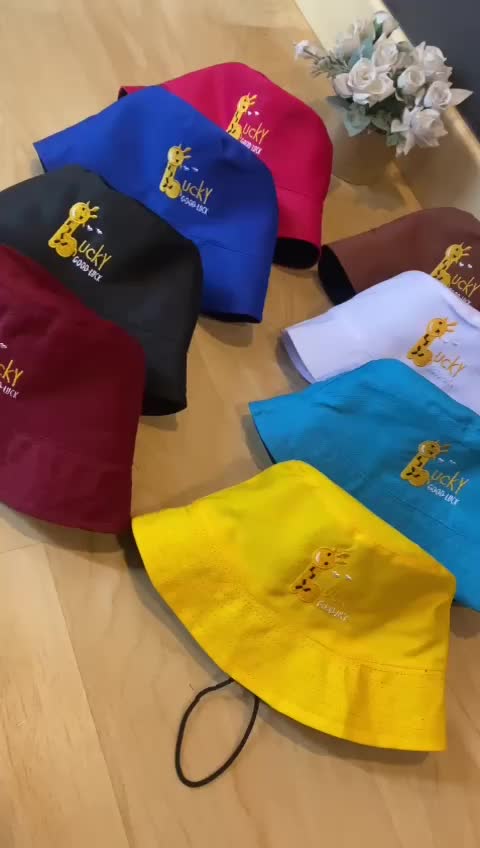 TOPI BUCKET ANAK TOPI BUCKET  GOOD LUCKY TALI Bordir Motif
