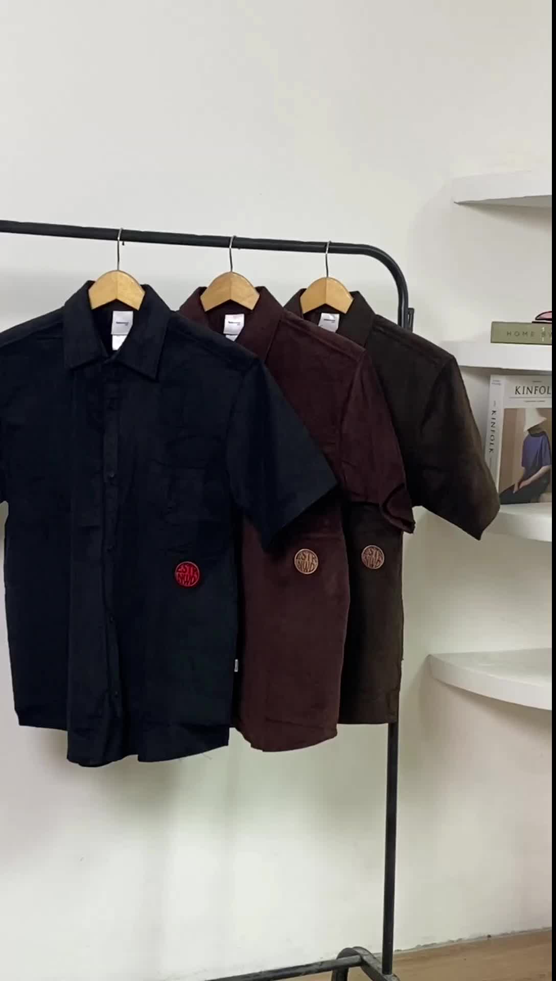 KEMEJA LENGAN PENDEK  POLOS KEMEJA PRIA CORDUROY LENGAN PENDEK COKLAT