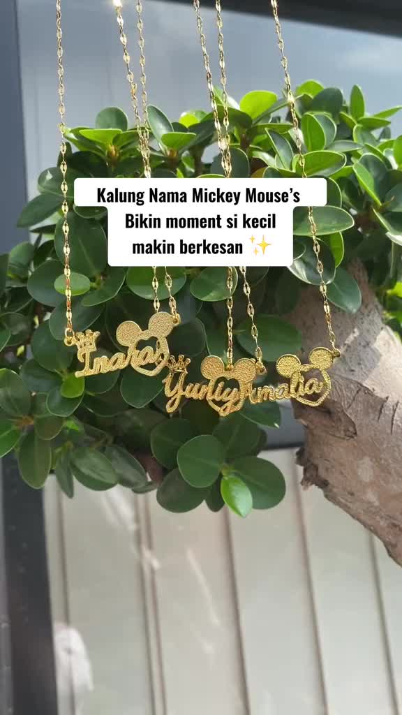 (Beli 1 Bonus 1 Cincin) Kalung Nama Custom Anak Desain Liontin Karakter Cartoon Spesial Pecah Kopi Aksesoris Custom Premium Titanium costume fashion kids