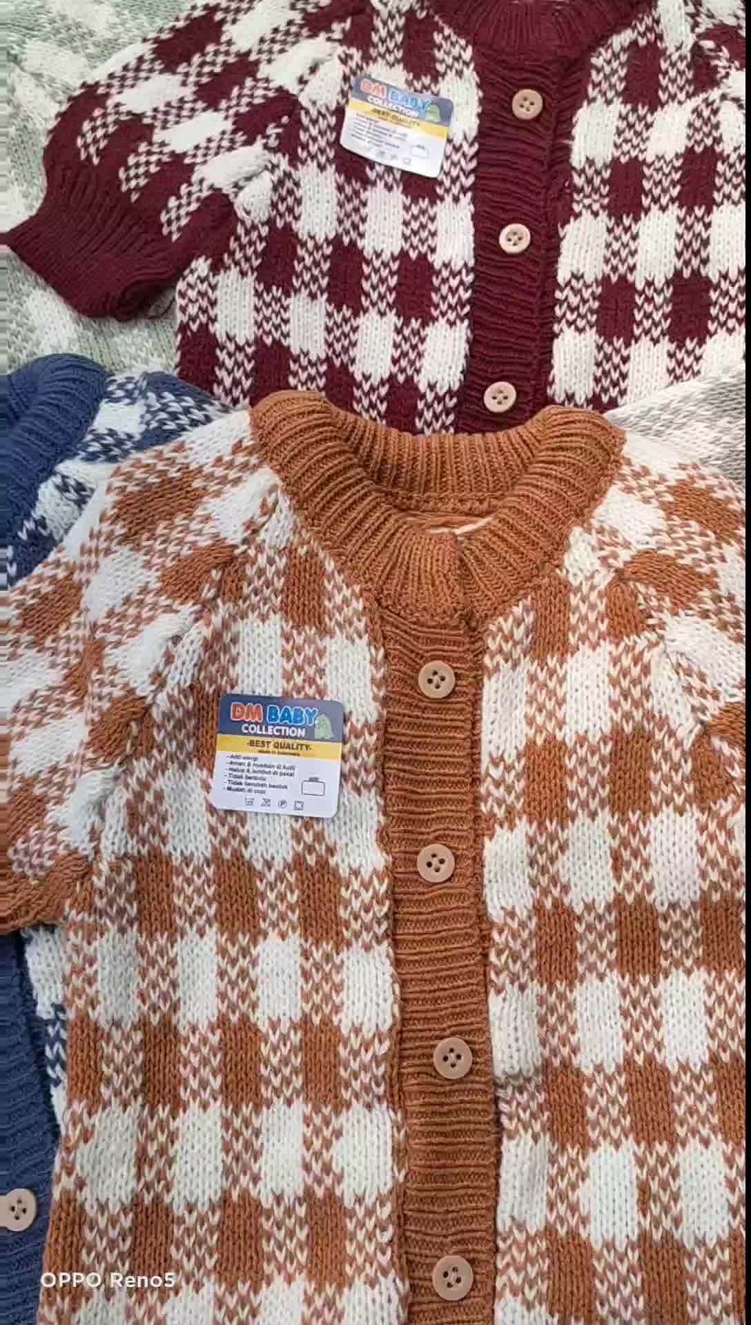 Jumpsuit Rajut Pendek Motif Salur Kotak 0-12 Bulan Bahan Rajut Premium Lembut Bayi