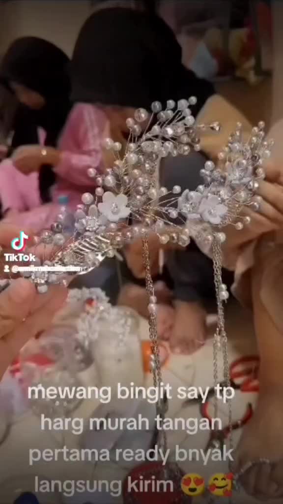 bndana mutiara bindi mhkota mutiara juntai hiasan rambut dan hijab pengantin kekinian Perempuan Perempuan
