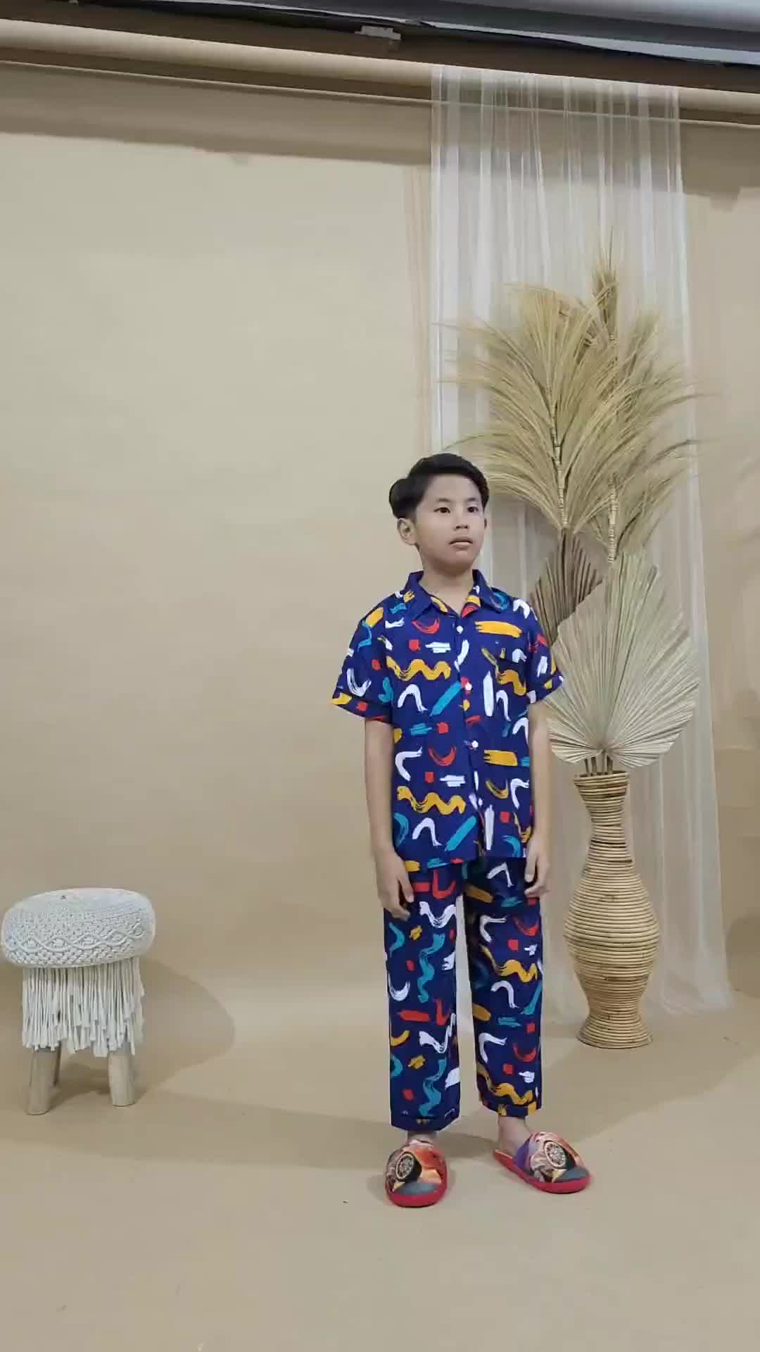 Baju Tidur Anak Laki Laki Cleopatra Piyama Casual Usia 7 - 12 Tahun 1 Set Lengan Panjang Celan Pendek Kids Edition Kekinian JL Atasan Celana