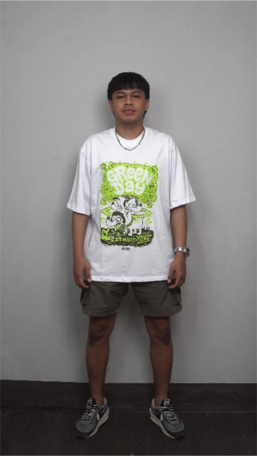 Artisan T-Shirt Greenday Leazy Kaos Oversize Putih Katun Combed Cowok Kain Sablon Lokal Pria
