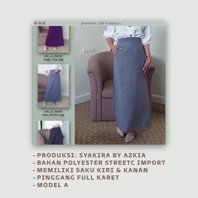 1 Rok Line A Pinggang Full Karet Merk Syakira