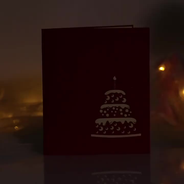 Kartu Ucapan Pop Up 3D Happy Birthday Card Dengan Lampu Berwarna Musik(Dapat Menambah Teks Berkat) Kertas