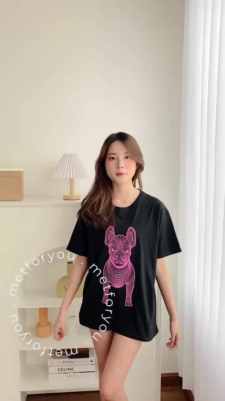 METFORYOU Kaos Wanita Oversize - Graphic Dog |Big Ra-dog Off Black