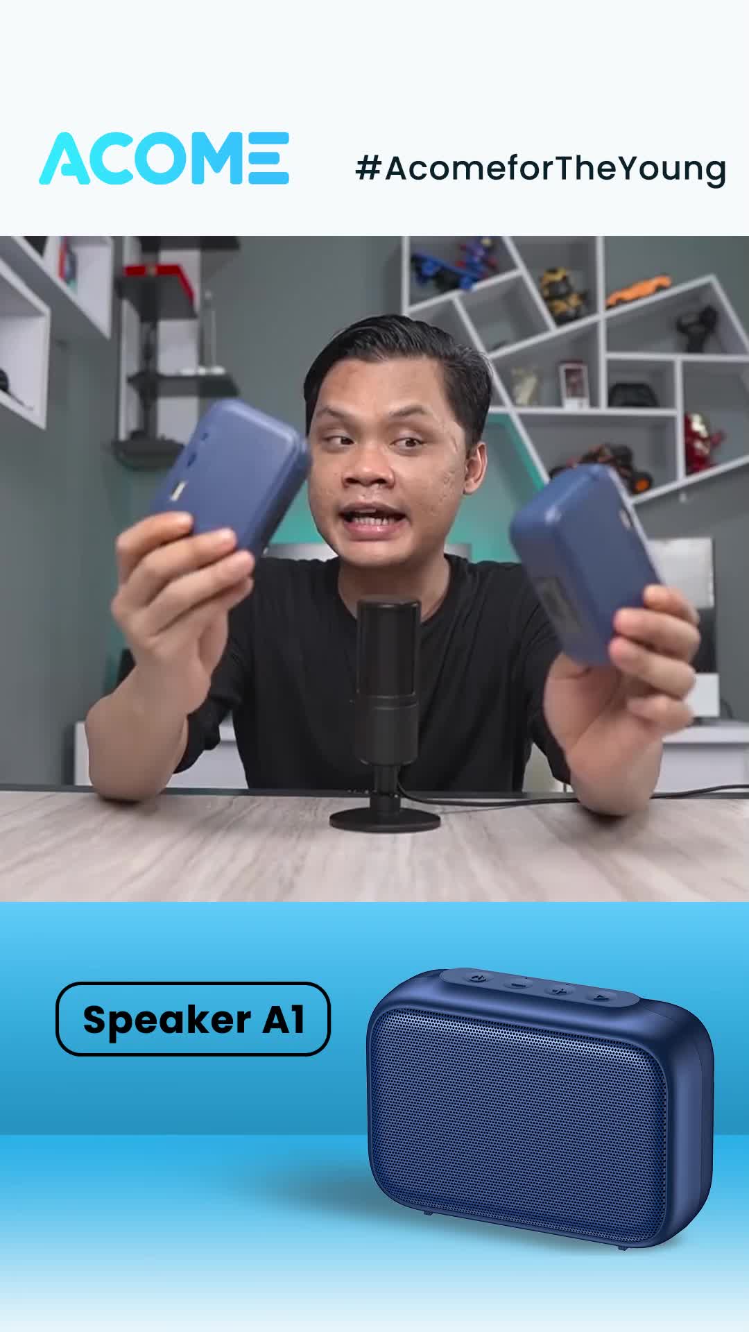【BISA COD】ACOME Speaker Bluetooth 5.0 Portable Ultra Bass TWS Garansi Resmi 1 Tahun A1 SENSE Speaker Only (A1) Handphone Jam
