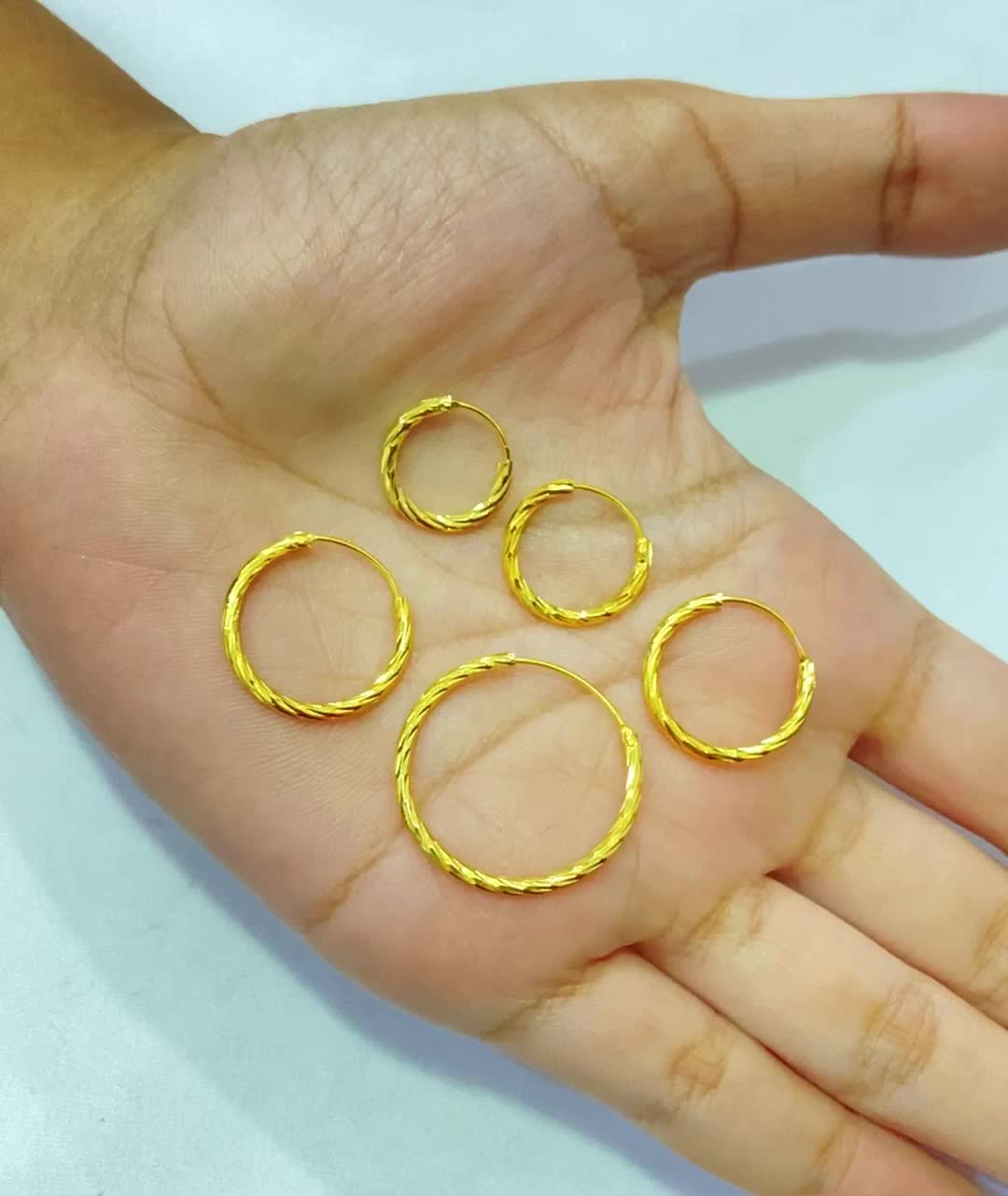 Anting Gipsy Warna 24 Karat Motif Bambu 16 mm / 25 mm ATG12